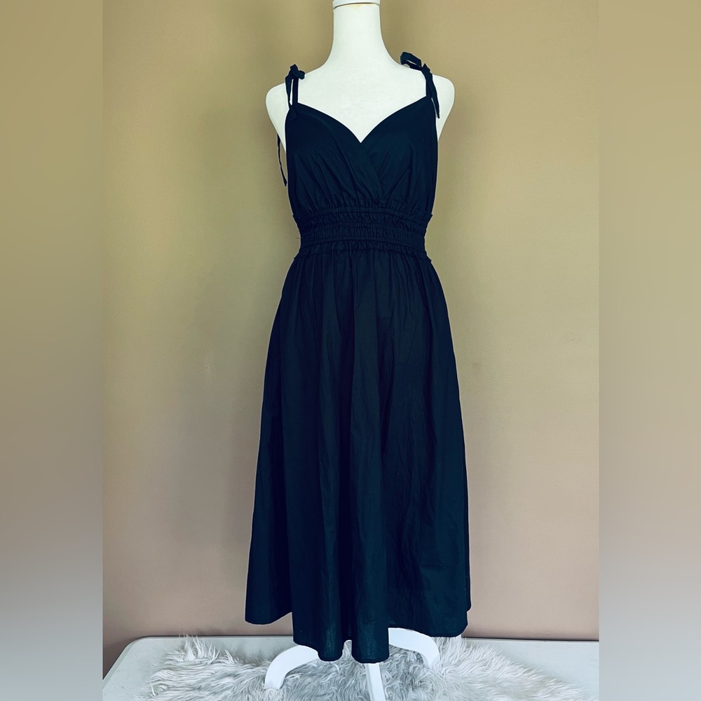 {AVLN Studio} Sleeveless Tie Strap Midi Dress in Black - Womens Small